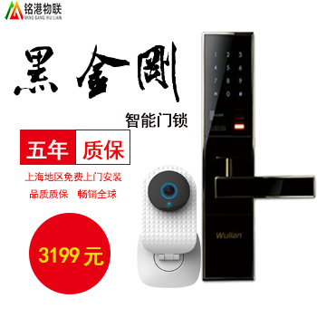 <豪華版：黑金剛智能指紋密碼門鎖套餐>真正安全，優質外觀